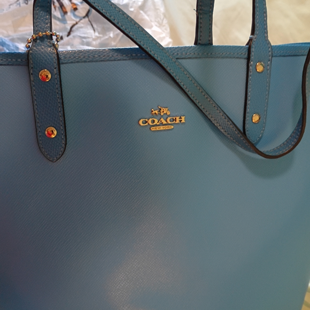 Coach Reversible Tote Vibrant BlueTo Soft Black&Gray NWOT Perfect 2in1 Bag - Picture 2 of 16